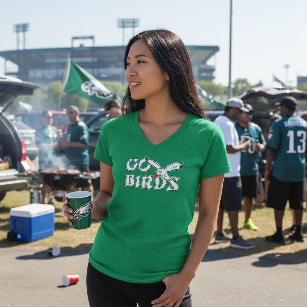 T-Shirt Ladies V-Neck Go Birds